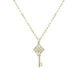 Korean Style Crystal Zircon Key Pendant Necklace