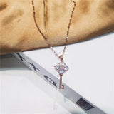 Korean Style Crystal Zircon Key Pendant Necklace