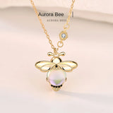 Sterling Silver Moonstone Bee Necklace