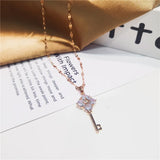 Korean Style Crystal Zircon Key Pendant Necklace