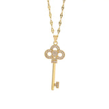 Romantic Heart Key Pendant Necklace