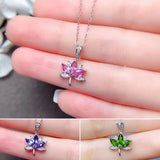 Natural Gem Flower Pendant Necklace