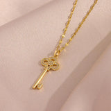 Romantic Heart Key Pendant Necklace