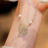 Natural Hetian Jade Heart Necklace